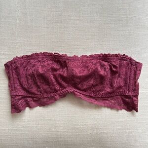 Lace Bandeau Bra in Burgundy